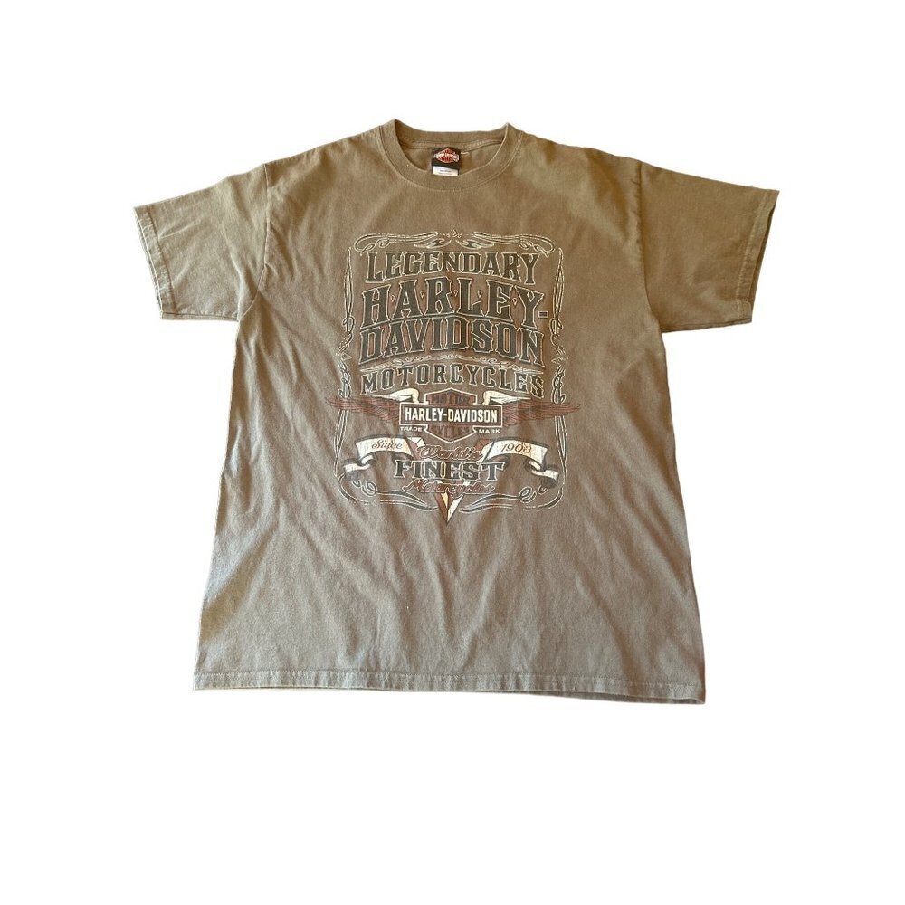 Harley-Davidson‎ Motorcycles Army Green Short Sleeve Size Large